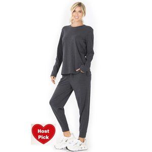 2-pc Loungewear Long Sleeve Sweatshirt & Pants set